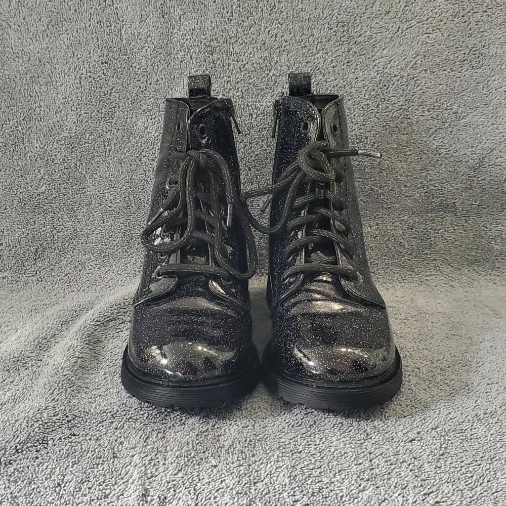 Wonder Nation Black Glitter Moto Boot
